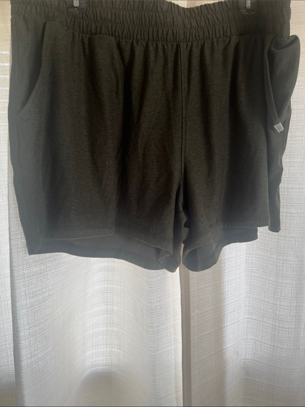 Athletic Works Dark Green Elastic-Waist Athletic Shorts with Pockets